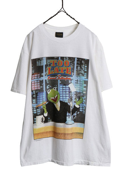 90s USA製 ★ カーミット パロディ イラスト プリント Tシャツ メンズ XL / オールド オフィシャル キャラクター 当時物 大きいサイズ 白