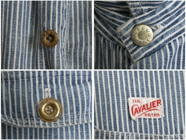 40s 50s ★ CAVALIER ヒッコリー ストライプ デニム オールインワン メンズ M 程/ ヴィンテージ 月桂樹 ワーク ツナギ ペインター パンツ