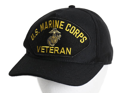 デッドストック USA製 USMC  ワッペン 刺繍 ベースボール キャップ フリーサイズ 帽子 マリンコープ 海兵隊 ミリタリー 軍物 トラッカー 黒