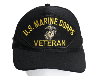 デッドストック USA製 USMC  ワッペン 刺繍 ベースボール キャップ フリーサイズ 帽子 マリンコープ 海兵隊 ミリタリー 軍物 トラッカー 黒