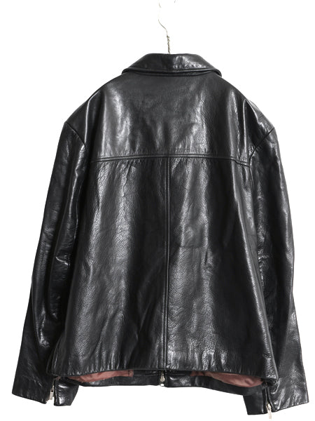00s バナナリパブリック 本革 レザー ジャケット メンズ L / 古着 オールド 革ジャン シングル ライダース スイングトップ フルジップ 黒