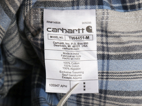 US企画 カーハート 長袖 ヘビー フランネル シャツ メンズ M / チェック LOOSE FIT ネルシャツ ワーク コットン ワンポイント マルチカラー