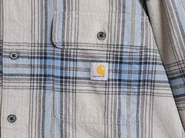 US企画 カーハート 長袖 ヘビー フランネル シャツ メンズ M / チェック LOOSE FIT ネルシャツ ワーク コットン ワンポイント マルチカラー