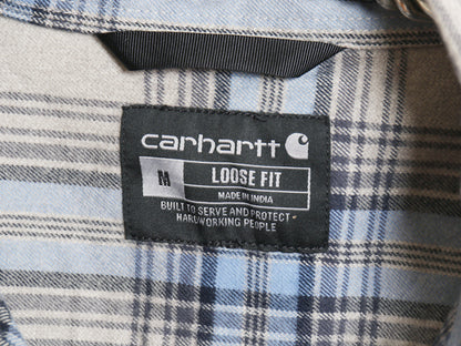 US企画 カーハート 長袖 ヘビー フランネル シャツ メンズ M / チェック LOOSE FIT ネルシャツ ワーク コットン ワンポイント マルチカラー