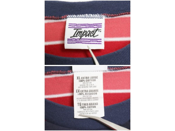 デッドストック 90s USA製 ボーダー 半袖 Tシャツ メンズ XL オールド ヘビーウェイト コットン 大きいサイズ マルチカラー カットソー NOS
