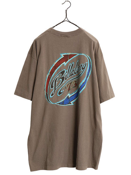 90s USA製 ☆ ビラボン 両面 ロゴ プリント Tシャツ メンズ XL / オールド サーフ グラフィック Y2K ストリート シングルステッチ ブラウン