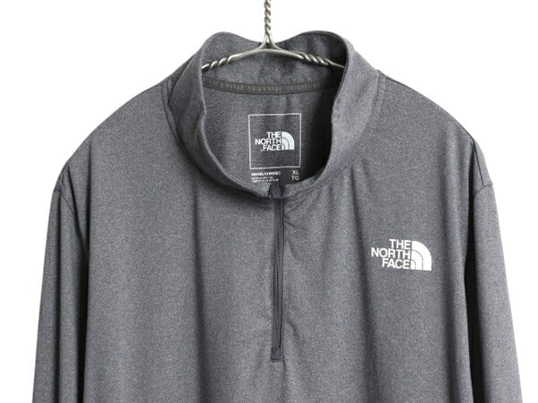 ノースフェイス ハーフジップ 長袖 Tシャツ メンズ XL 古着 ロンT ハイネック ストレッチ インナー カットソー ストレッチ 大きいサイズ 灰