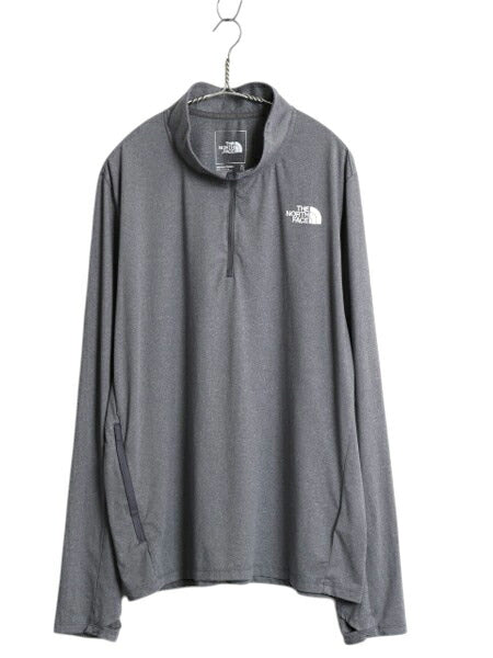 ノースフェイス ハーフジップ 長袖 Tシャツ メンズ XL 古着 ロンT ハイネック ストレッチ インナー カットソー ストレッチ 大きいサイズ 灰