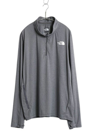 ノースフェイス ハーフジップ 長袖 Tシャツ メンズ XL 古着 ロンT ハイネック ストレッチ インナー カットソー ストレッチ 大きいサイズ 灰