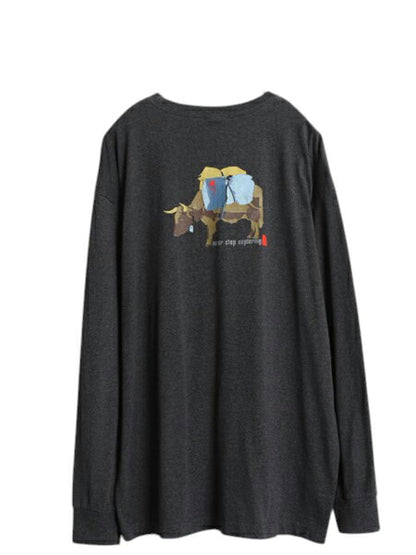 ノースフェイス 両面 プリント 長袖 Tシャツ メンズ XL / ロンT グラフィック バックプリント カットソー 大きいサイズ A5 シリーズ グレー