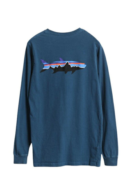 パタゴニア 両面 プリント 長袖 Tシャツ メンズ S / 古着 15年製 アウトドア バックプリント フィッシュ グラフィック イラスト カットソー