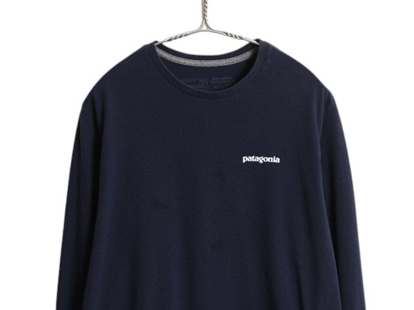 パタゴニア 両面 プリント 長袖 Tシャツ メンズ M / 古着 21年製 アウトドア ロンT ロングスリーブ ロゴT ボックスロゴ バックプリント 紺