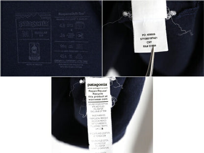 パタゴニア 両面 プリント 長袖 Tシャツ メンズ M / 古着 21年製 アウトドア ロンT ロングスリーブ ロゴT ボックスロゴ バックプリント 紺