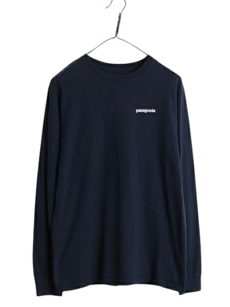 パタゴニア 両面 プリント 長袖 Tシャツ メンズ S / 古着 17年製 アウトドア ロンT ロングスリーブ ロゴT P6 バックプリント カットソー 紺
