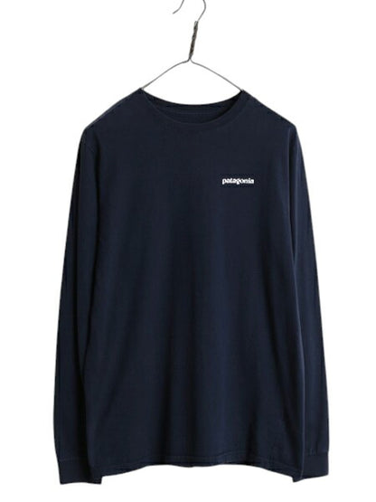 パタゴニア 両面 プリント 長袖 Tシャツ メンズ S / 古着 17年製 アウトドア ロンT ロングスリーブ ロゴT P6 バックプリント カットソー 紺