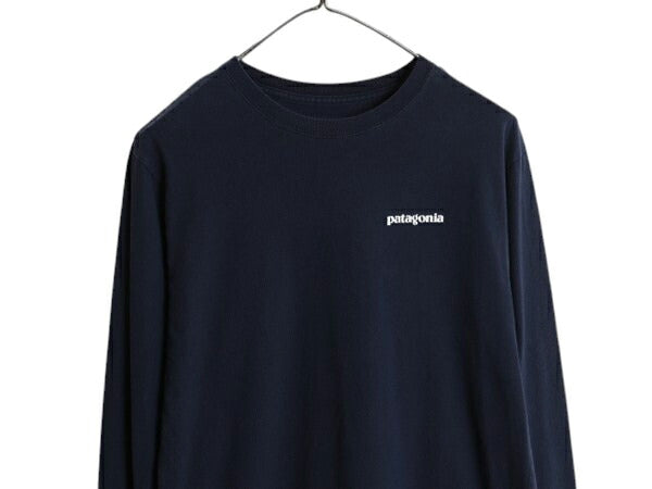 パタゴニア 両面 プリント 長袖 Tシャツ メンズ S / 古着 17年製 アウトドア ロンT ロングスリーブ ロゴT P6 バックプリント カットソー 紺