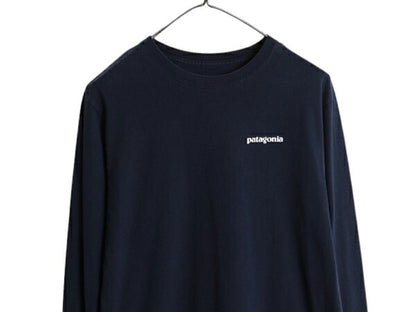 パタゴニア 両面 プリント 長袖 Tシャツ メンズ S / 古着 17年製 アウトドア ロンT ロングスリーブ ロゴT P6 バックプリント カットソー 紺