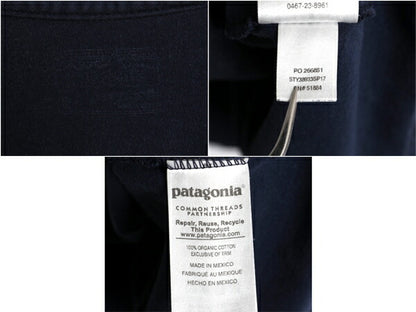 パタゴニア 両面 プリント 長袖 Tシャツ メンズ S / 古着 17年製 アウトドア ロンT ロングスリーブ ロゴT P6 バックプリント カットソー 紺