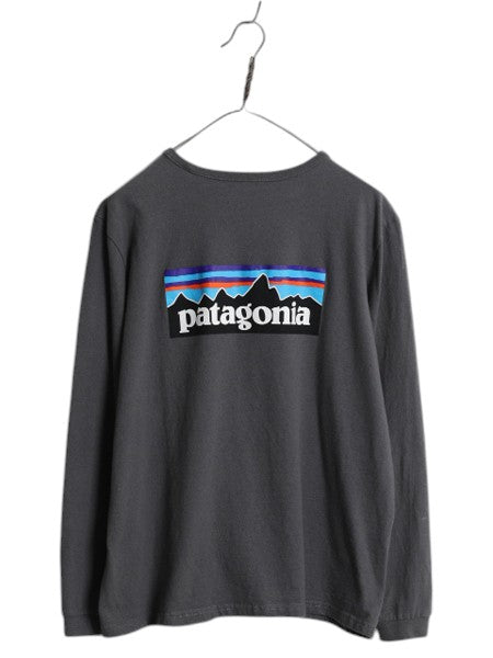 パタゴニア 両面 プリント 長袖 Tシャツ レディース XL / 古着 アウトドア ロンT ロングスリーブ ロゴT P6 バックプリント 大きいサイズ 灰
