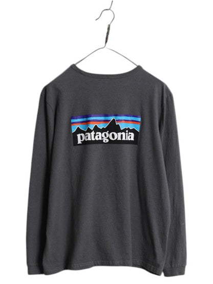 パタゴニア 両面 プリント 長袖 Tシャツ レディース XL / 古着 アウトドア ロンT ロングスリーブ ロゴT P6 バックプリント 大きいサイズ 灰