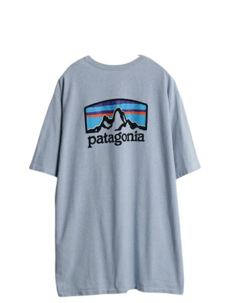 パタゴニア 両面 プリント 半袖 Tシャツ メンズ XL  22年製 アウトドア グラフィック イラスト バックプリント カットソー 大きいサイズ 青