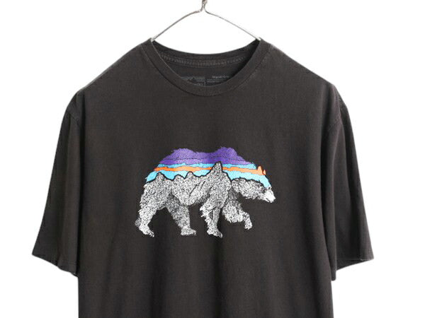 パタゴニア プリント 半袖 Tシャツ メンズ S / 20年製 アウトドア カットソー フィッツロイ ベア グラフィック イラスト アート ブラック