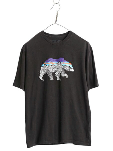 パタゴニア プリント 半袖 Tシャツ メンズ S / 20年製 アウトドア カットソー フィッツロイ ベア グラフィック イラスト アート ブラック