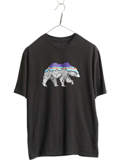 パタゴニア プリント 半袖 Tシャツ メンズ S / 20年製 アウトドア カットソー フィッツロイ ベア グラフィック イラスト アート ブラック