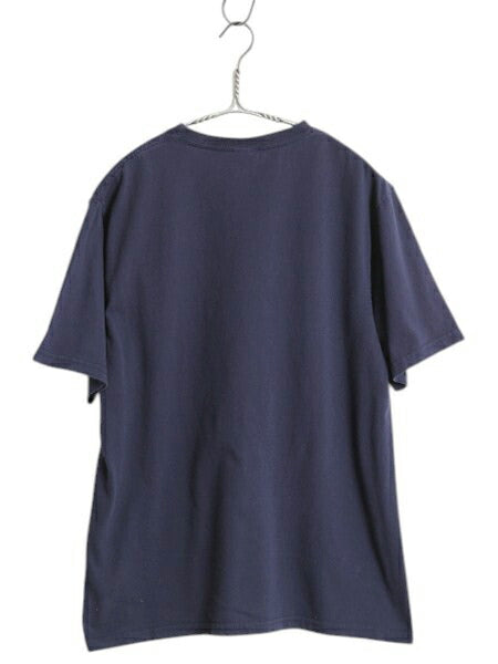 00s ポロ ラルフローレン プリント 半袖 Tシャツ キッズ XL メンズ S 程/ 古着 オールド コットン カットソー ヘビーウェイト シンプル 紺