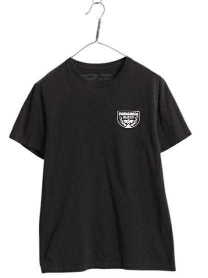 パタゴニア 両面 プリント 半袖 Tシャツ メンズ S / アウトドア グラフィック イラスト アート ステッカー スリム フィット カットソー 黒