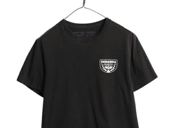 パタゴニア 両面 プリント 半袖 Tシャツ メンズ S / アウトドア グラフィック イラスト アート ステッカー スリム フィット カットソー 黒
