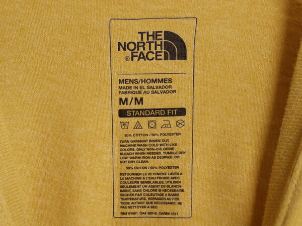 ノースフェイス プリント 半袖 Tシャツ メンズ M アウトドア プリントT ロゴT カットソー ショートスリーブ マスタード イエロー シンプル