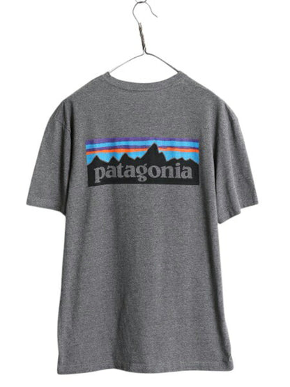 パタゴニア 両面 プリント 半袖 Tシャツ メンズ M / 19年製 アウトドア P6 ボックスロゴ バックプリント カットソー ゆったり シンプル 灰