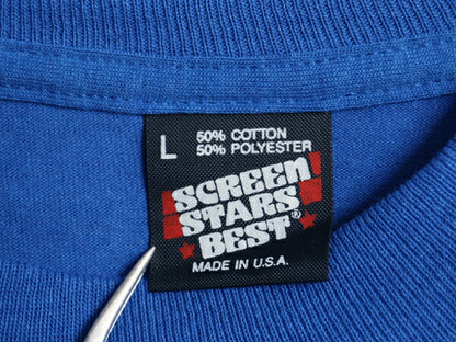 デッドストック 90s USA製 スクリーン スターズ 無地 半袖 Tシャツ メンズ L オールド シングルステッチ カットソー トップス ブランク 青