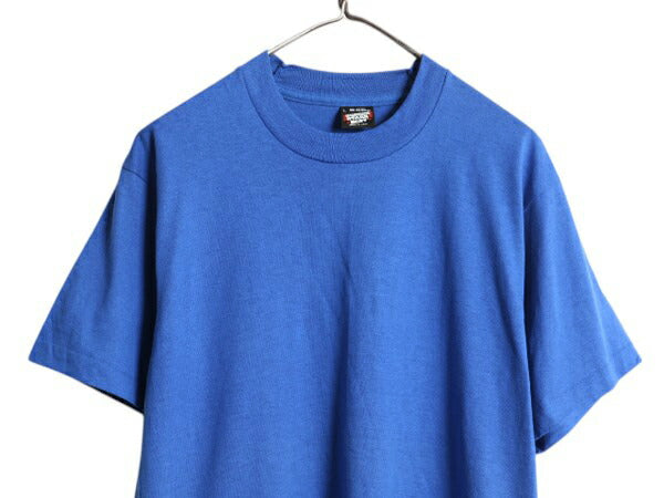 デッドストック 90s USA製 スクリーン スターズ 無地 半袖 Tシャツ メンズ L オールド シングルステッチ カットソー トップス ブランク 青