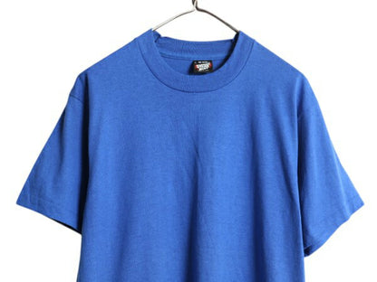 デッドストック 90s USA製 スクリーン スターズ 無地 半袖 Tシャツ メンズ L オールド シングルステッチ カットソー トップス ブランク 青