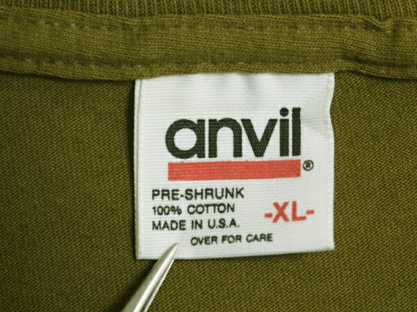 デッドストック 90s USA製 アンビル 無地 半袖 Tシャツ メンズ XL / オールド カットソー シングルステッチ ブランク 大きいサイズ カーキ
