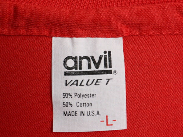 デッドストック 80s USA製 アンビル 無地 半袖 Tシャツ メンズ L / 新品 ヴィンテージ カットソー トップス シングルステッチ ブランク 赤