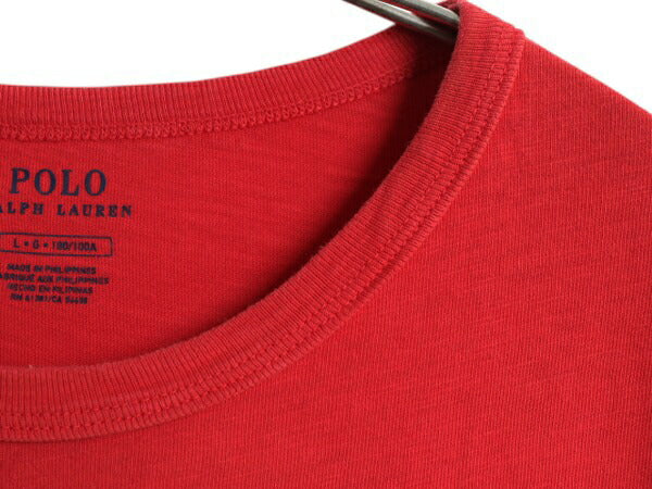 ポロ ラルフローレン 3段 フロッキー プリント 半袖 Tシャツ メンズ L ヴィンテージ モデル タイガー カットソー シングルステッチ レッド