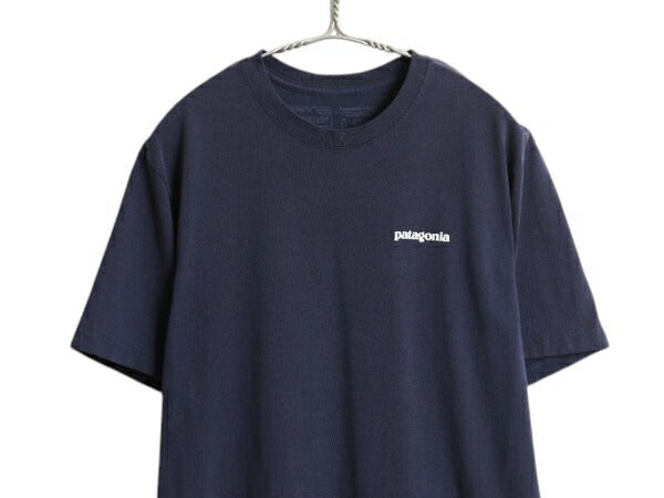 パタゴニア 両面 プリント 半袖 Tシャツ メンズ M 古着 18年製 アウトドア P6 ボックスロゴ バックプリント カットソー ゆったり ネイビー