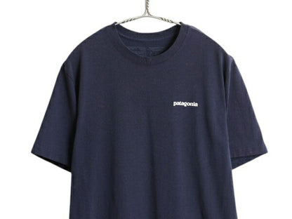 パタゴニア 両面 プリント 半袖 Tシャツ メンズ M 古着 18年製 アウトドア P6 ボックスロゴ バックプリント カットソー ゆったり ネイビー
