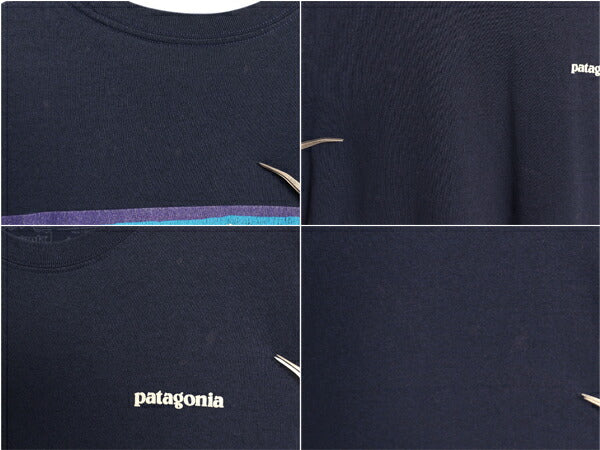 パタゴニア 両面 プリント 半袖 Tシャツ メンズ M 古着 18年製 アウトドア P6 ボックスロゴ バックプリント カットソー ゆったり ネイビー
