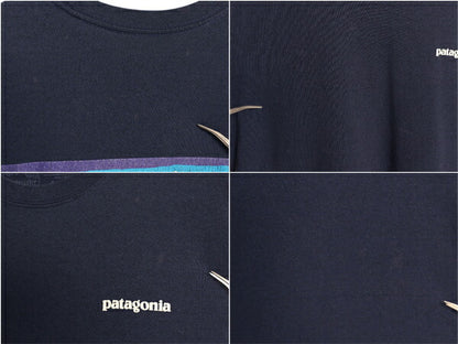 パタゴニア 両面 プリント 半袖 Tシャツ メンズ M 古着 18年製 アウトドア P6 ボックスロゴ バックプリント カットソー ゆったり ネイビー