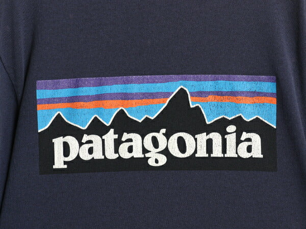 パタゴニア 両面 プリント 半袖 Tシャツ メンズ M 古着 18年製 アウトドア P6 ボックスロゴ バックプリント カットソー ゆったり ネイビー