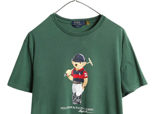 ポロベア ポロ ラルフローレン プリント 半袖 Tシャツ メンズ М / 古着 キャラクター カットソー トップス コットン シングルステッチ 緑