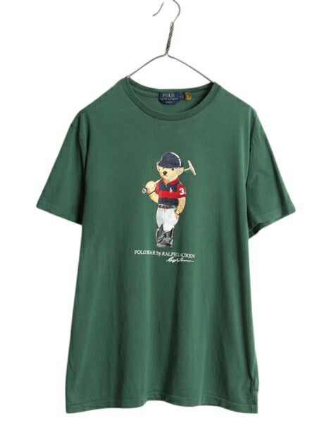 ポロベア ポロ ラルフローレン プリント 半袖 Tシャツ メンズ М / 古着 キャラクター カットソー トップス コットン シングルステッチ 緑