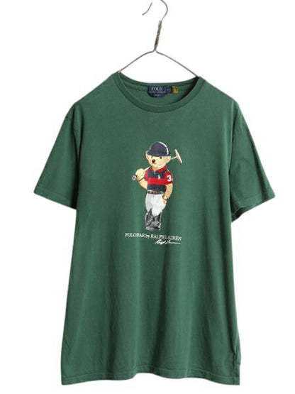 ポロベア ポロ ラルフローレン プリント 半袖 Tシャツ メンズ М / 古着 キャラクター カットソー トップス コットン シングルステッチ 緑