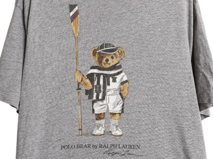 ポロベア ポロ ラルフローレン プリント 半袖 Tシャツ メンズ L / 古着 キャラクター カットソー トップス コットン シングルステッチ 灰