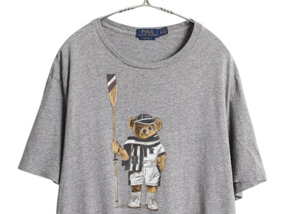 ポロベア ポロ ラルフローレン プリント 半袖 Tシャツ メンズ L / 古着 キャラクター カットソー トップス コットン シングルステッチ 灰