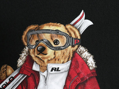 ポロベア ポロ ラルフローレン プリント 半袖 Tシャツ メンズ L 程 黒 古着 キャラクター イラスト カットソー トップス コットン ブラック